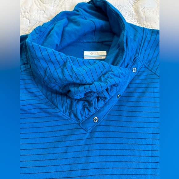 Columbia Cream And Navy Striped Mock Neck Pullover Sweatshirt Lot Of Two Size S - Picture 5 of 13